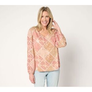 Studio Park Women's Top Sz M x Rosina Grosso Foil Printed Multi-colored